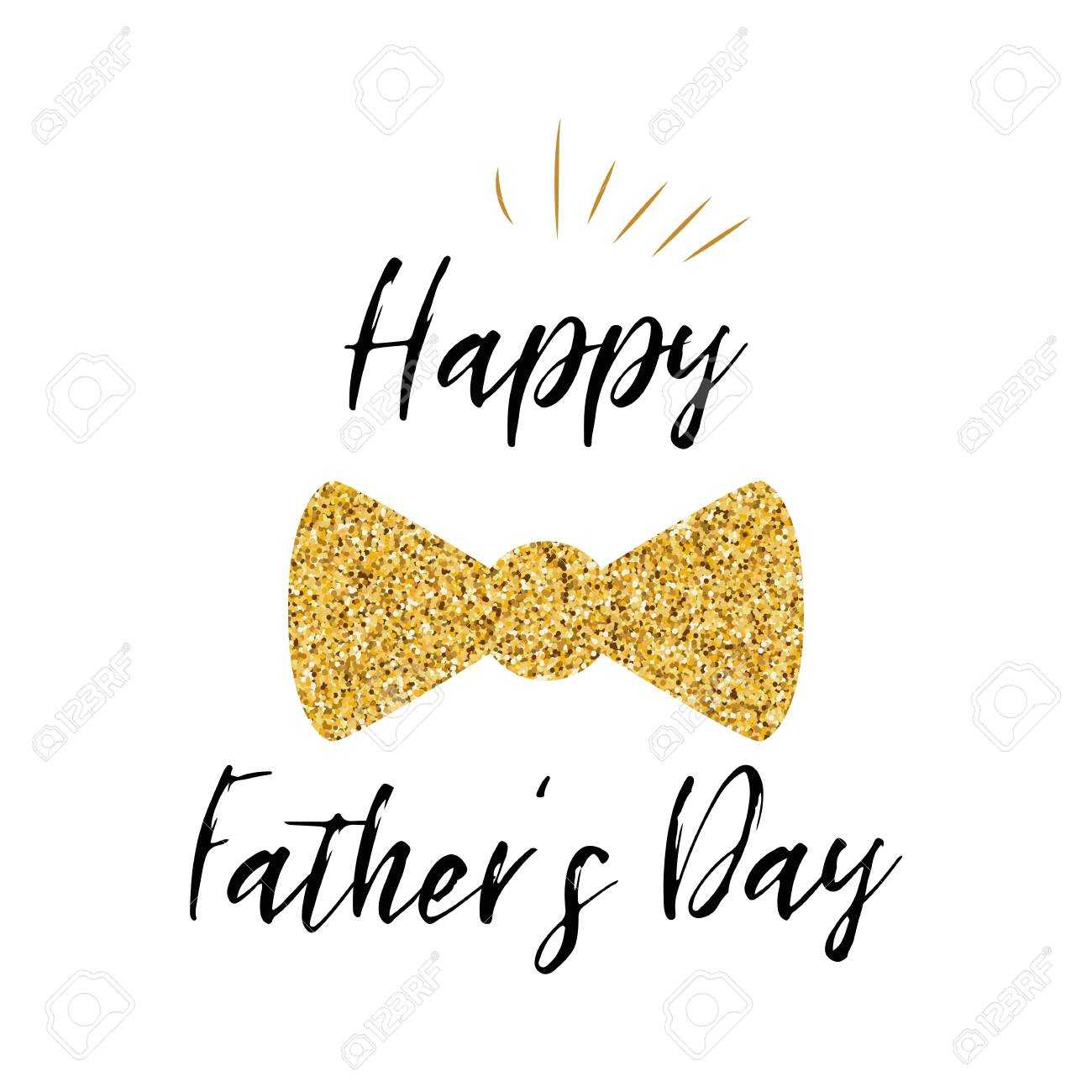 Father's Day Banner Design With Lettering, Golden Bow Tie Butterfly Regarding Tie Banner Template