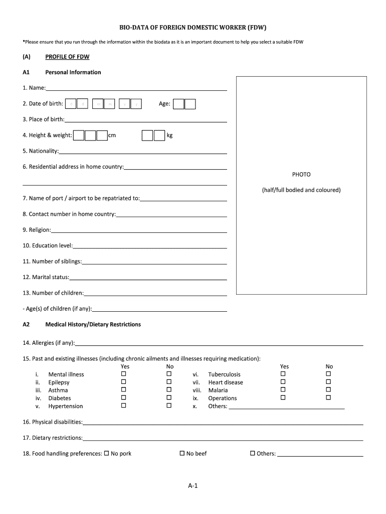 Fdw Online – Fill Online, Printable, Fillable, Blank | Pdffiller With Regard To Free Bio Template Fill In Blank