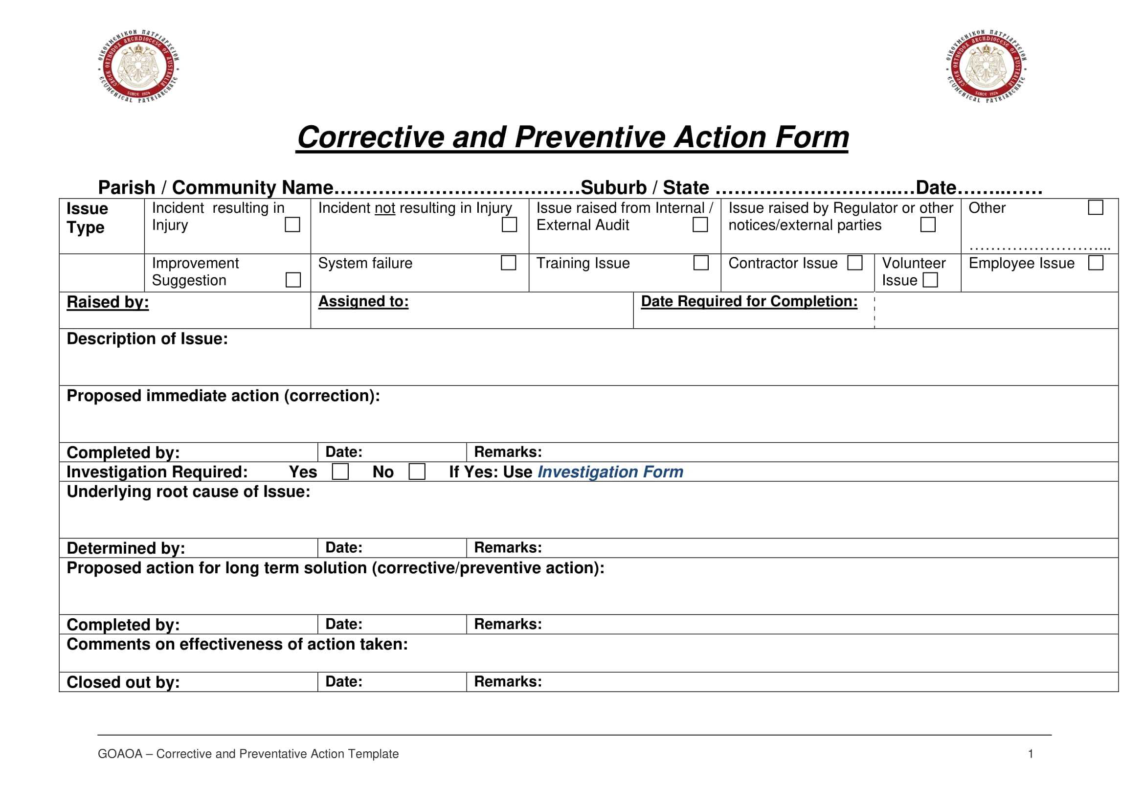 Ff964 Corrective And Preventive Action Example 3A Usable Throughout Fracas Report Template
