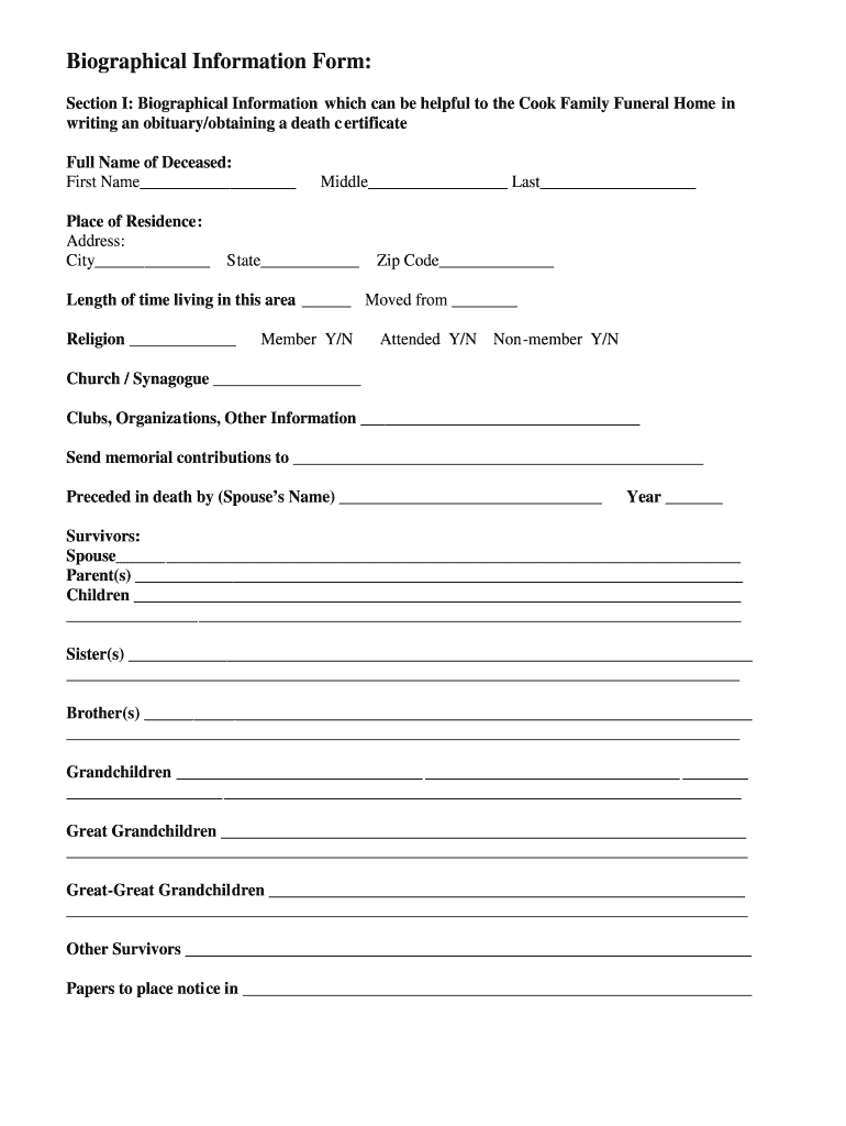 Fill In The Blank Obituary Template Pdf - Fill Online With Fill In The Blank Obituary Template