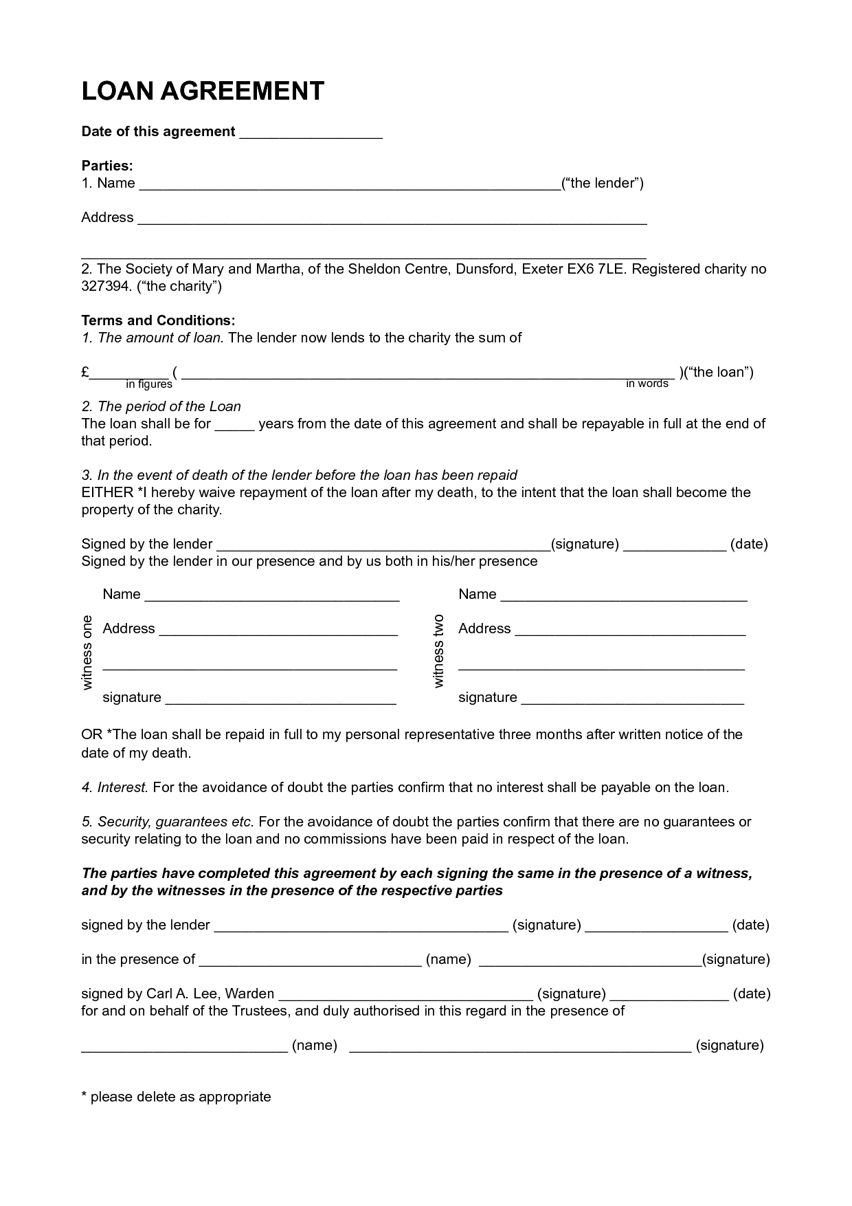 Finest Personal Loan Agreement Template Format Between Inside Blank Loan Agreement Template