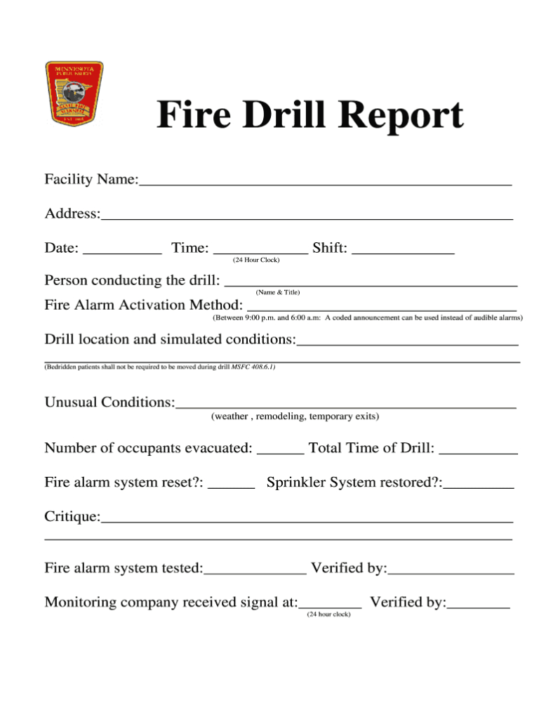 Emergency Drill Report Template