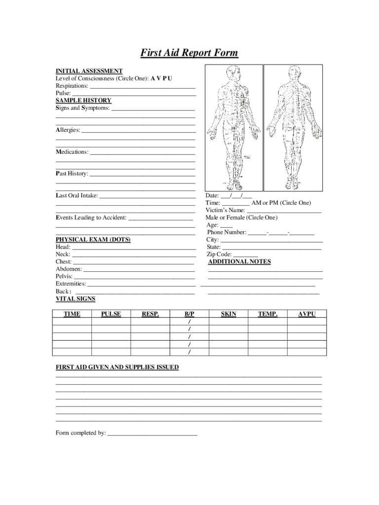 First Aid Report Form – 2 Free Templates In Pdf, Word, Excel Pertaining To Patient Report Form Template Download