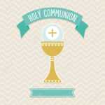 First Holy Communion Card Template In Cream And Aqua With Copy.. Inside First Holy Communion Banner Templates