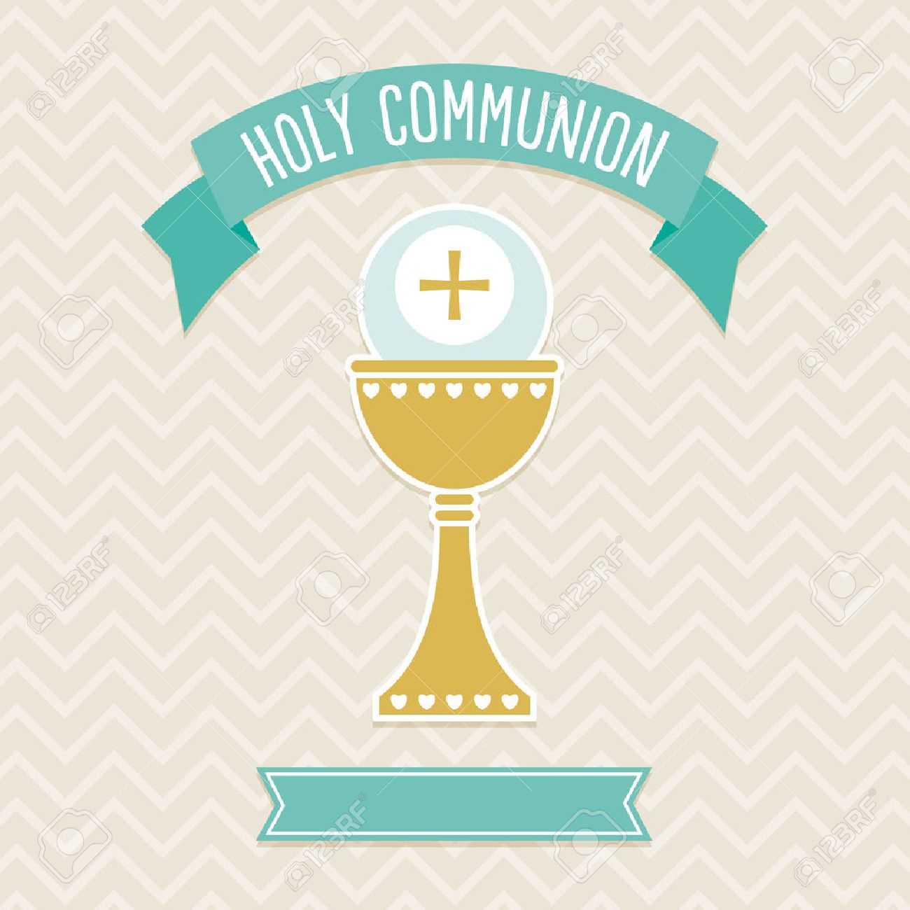 First Holy Communion Card Template In Cream And Aqua With Copy.. Inside First Holy Communion Banner Templates