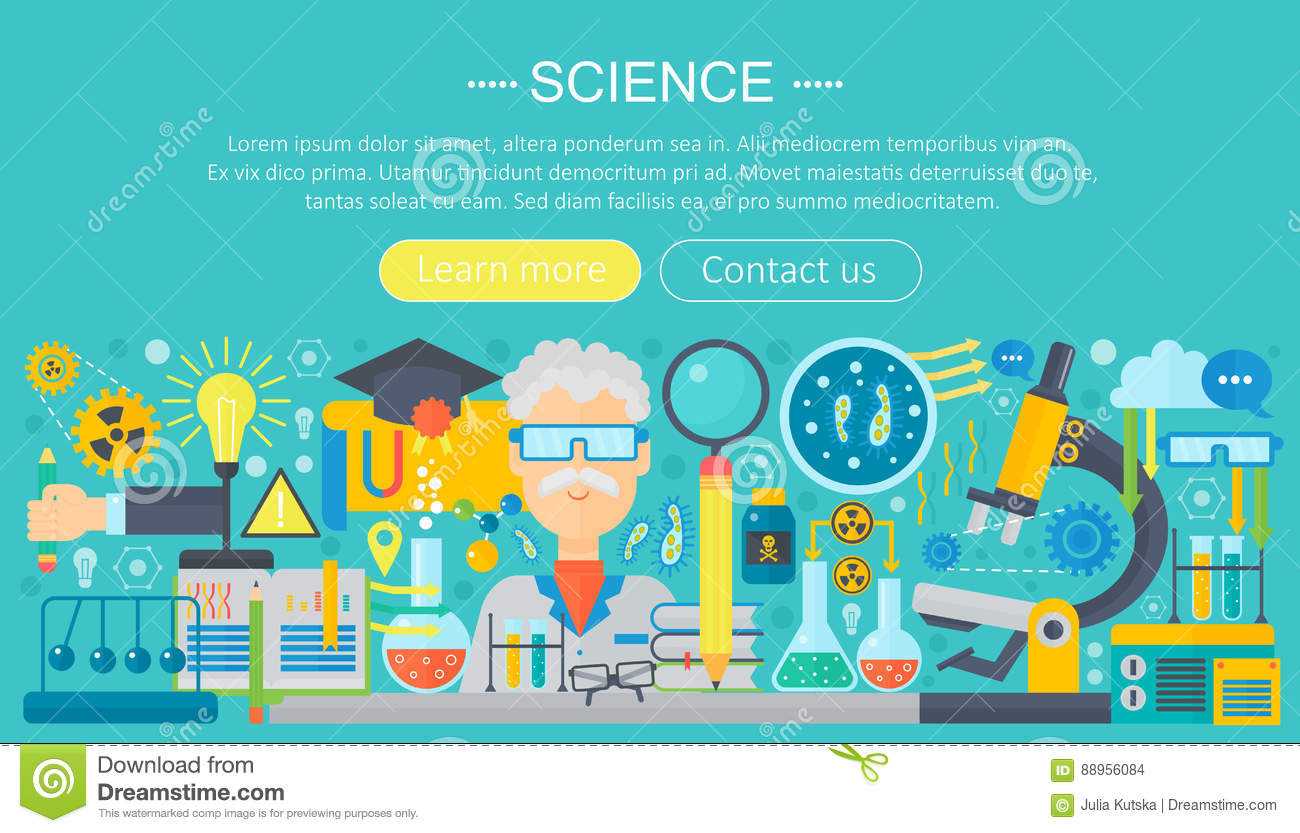 Flat Design Concept Of Science. Horizontal Banner With With Regard To Science Fair Banner Template
