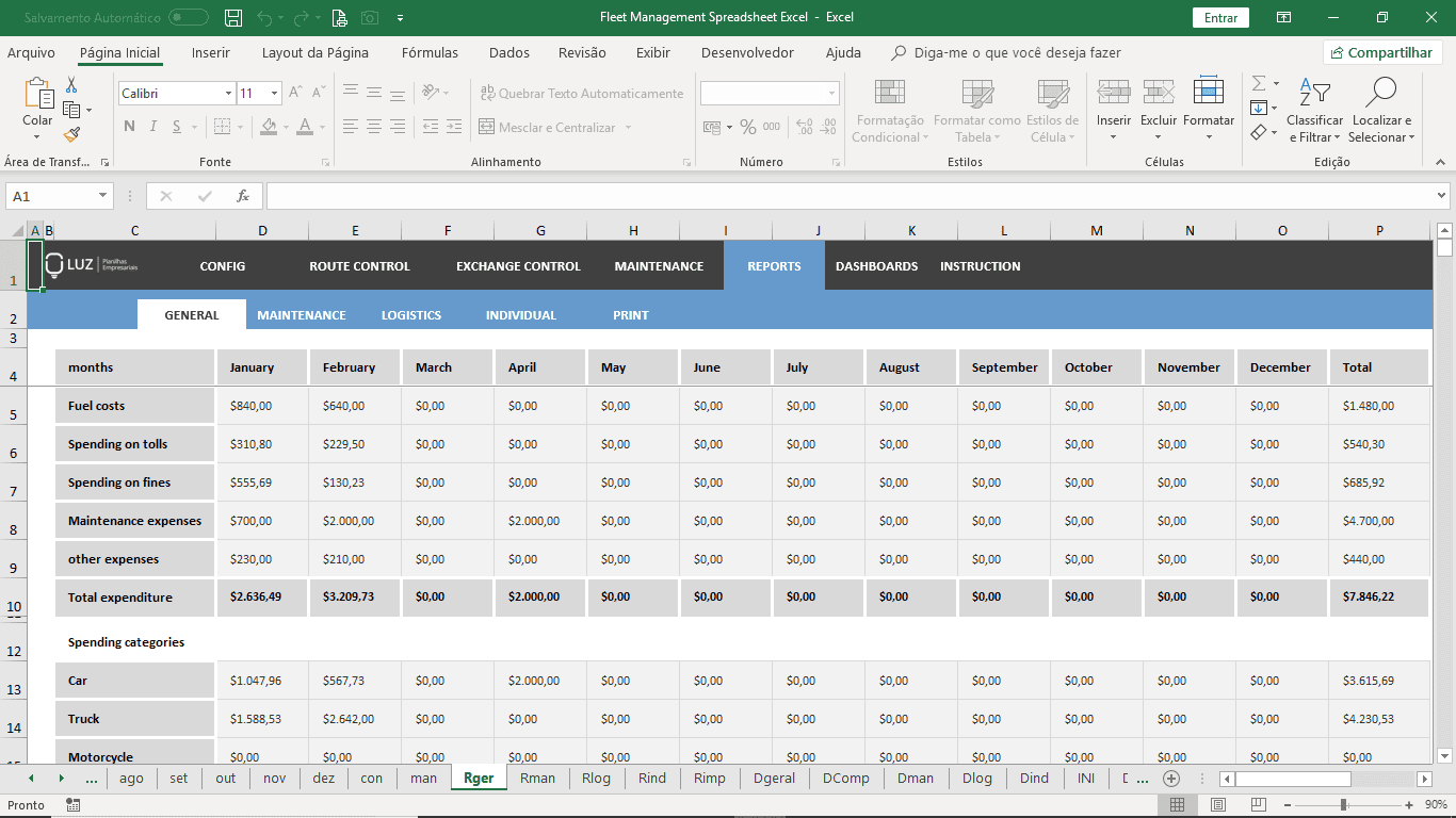 Fleet Management Spreadsheet Excel In Fleet Report Template