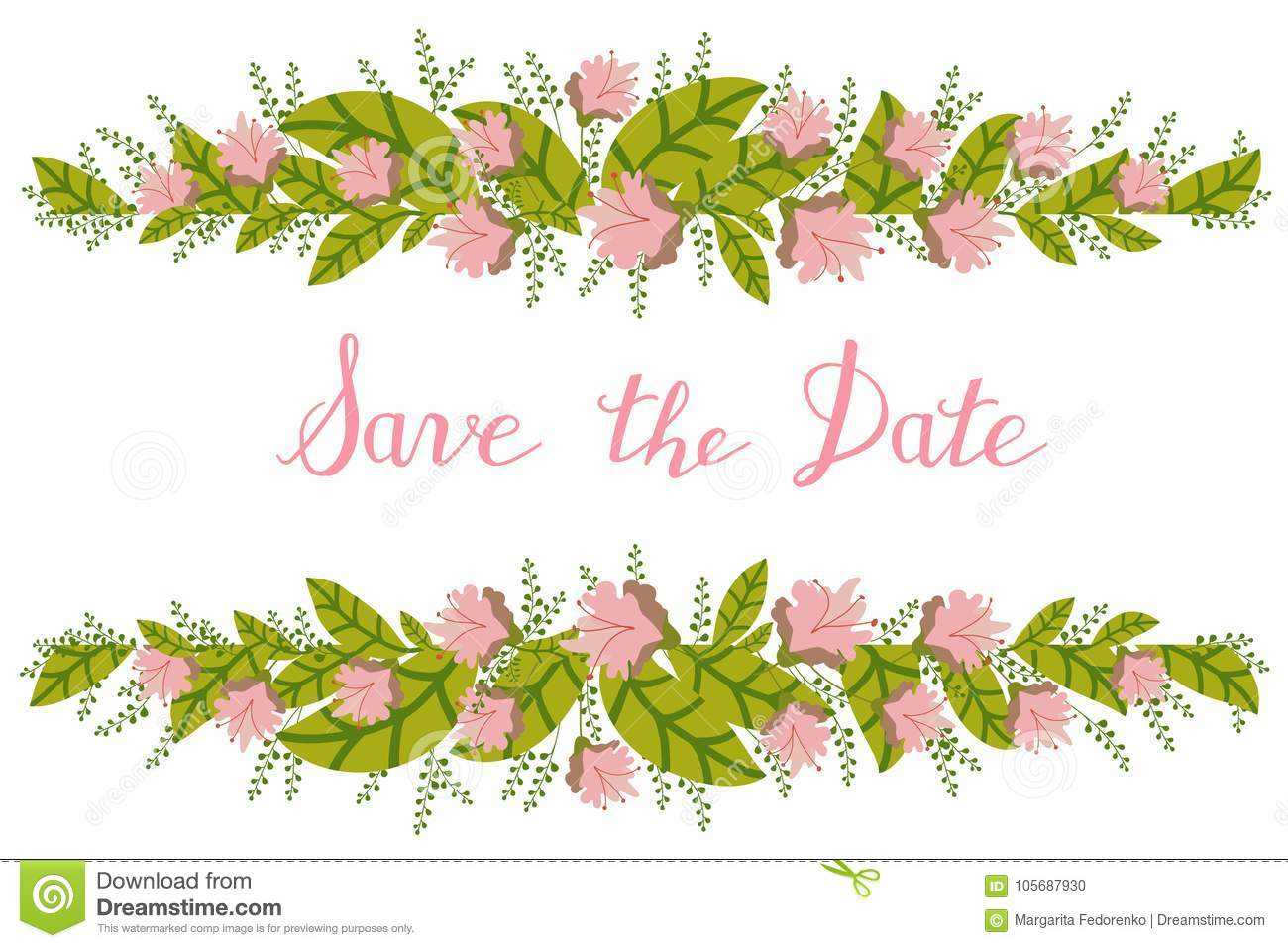 Flower Card, Invitation, Banner Template With Save The Date In Save The Date Banner Template
