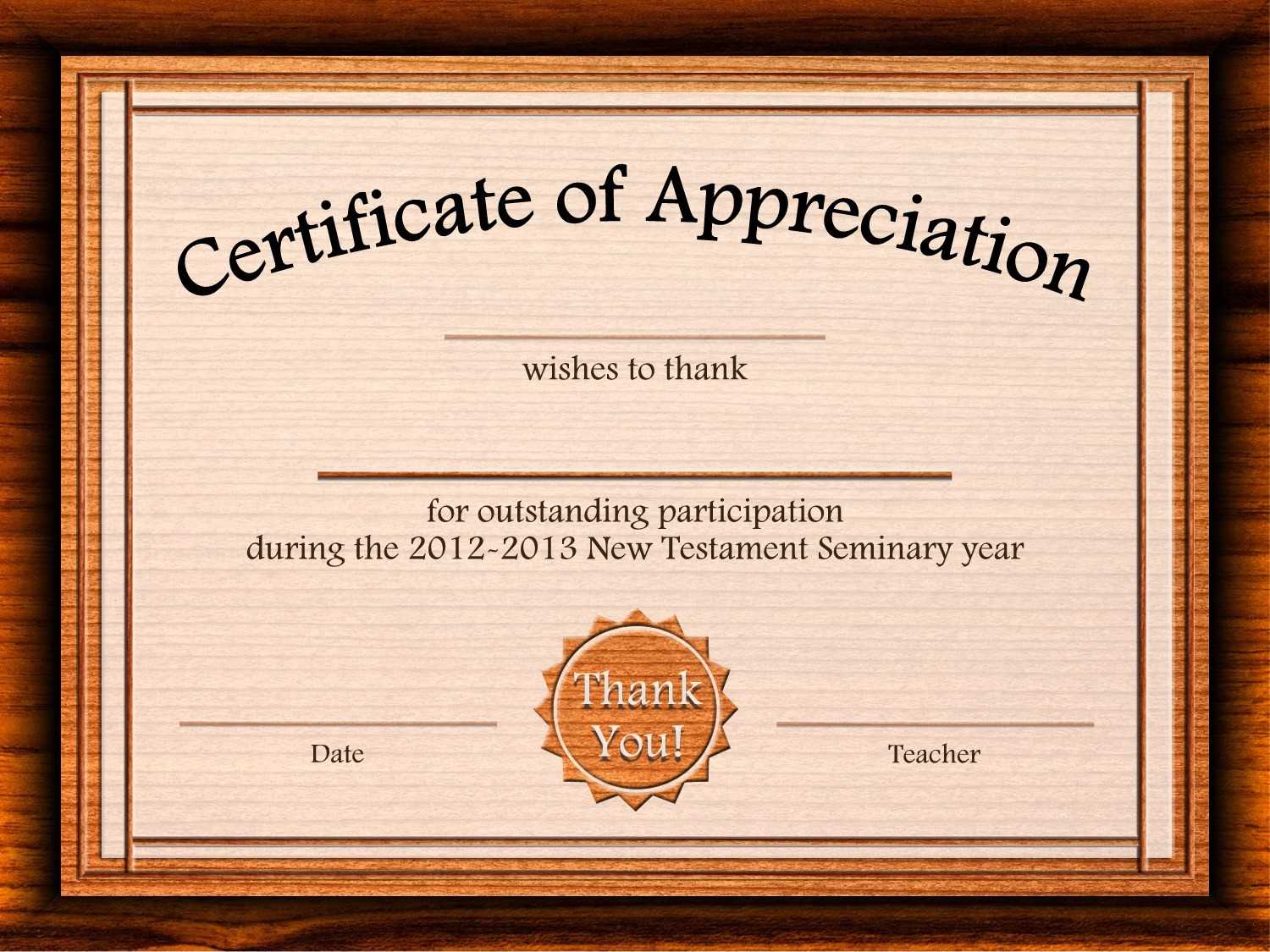 Formal Certificate Of Appreciation Template For The Best Inside Certificate Templates For Word Free Downloads