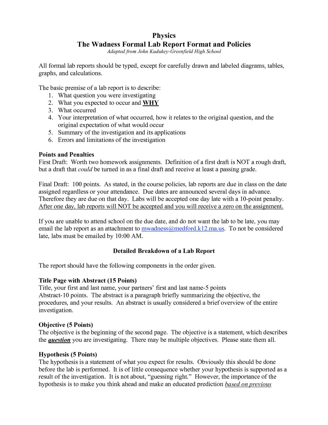 Formal Lab Report Template Physics : Biological Science In Physics Lab Report Template