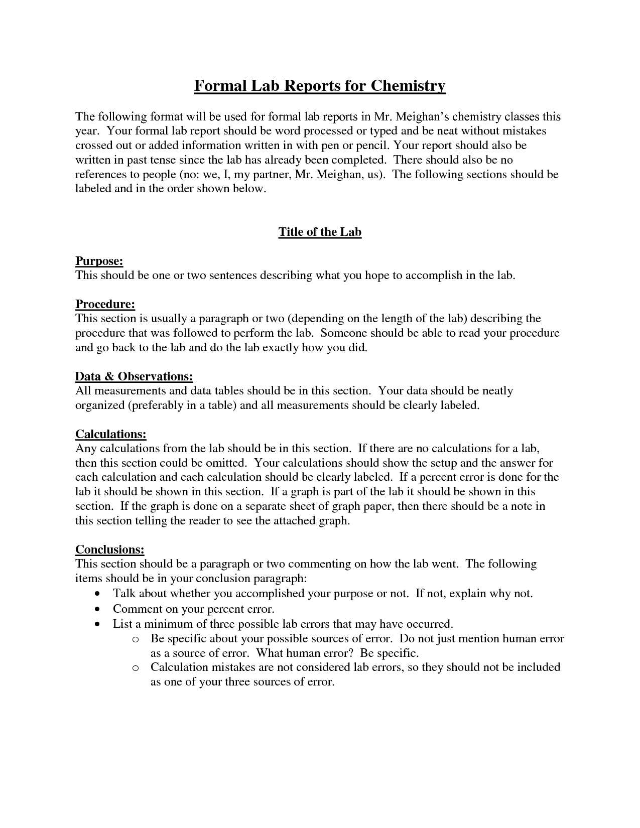 Formal Lab Reports For Chemistry : Biological Science Intended For Lab Report Template Chemistry