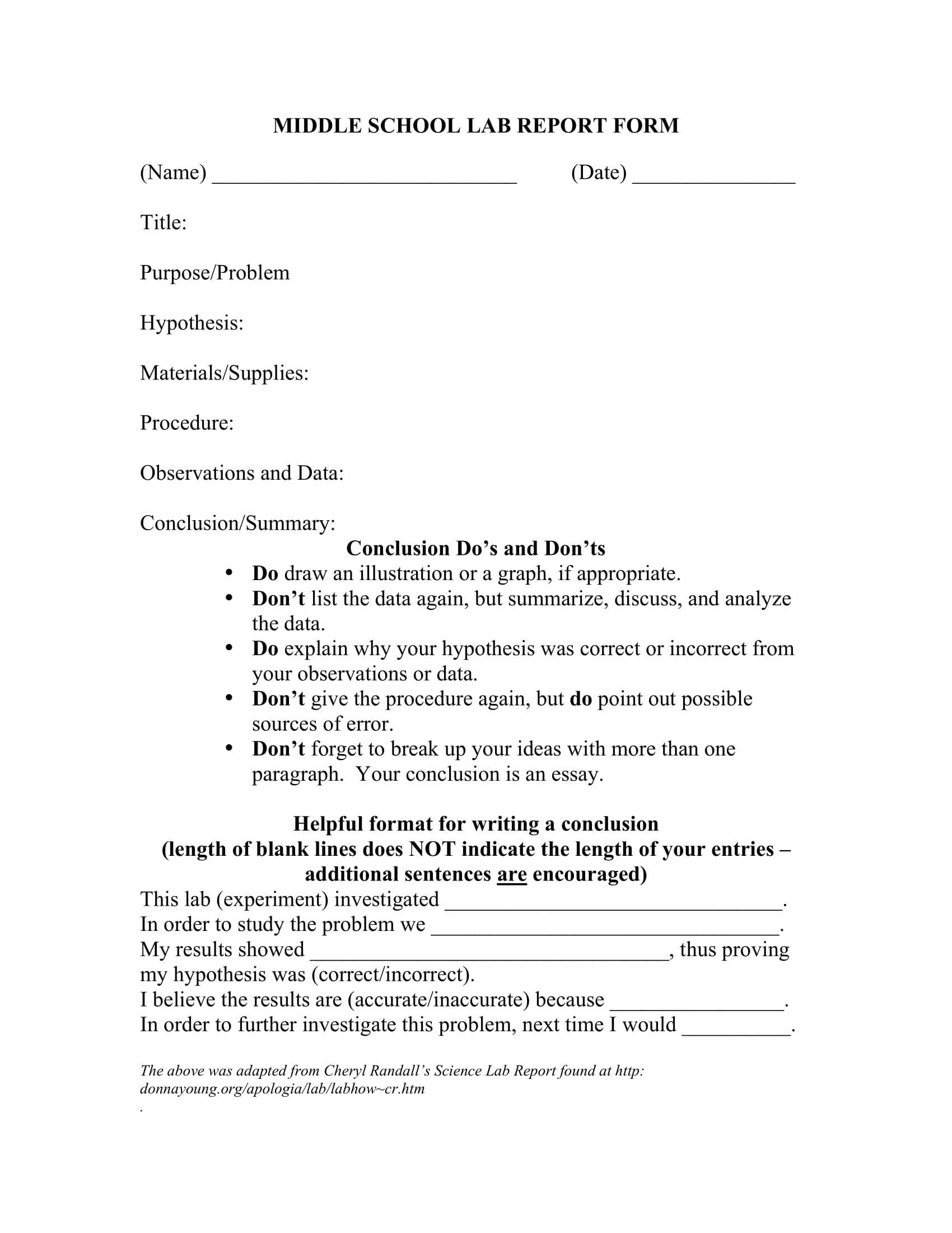 Free 11+ Laboratory Report Forms In Pdf | Ms Word Intended For Lab Report Template Middle School
