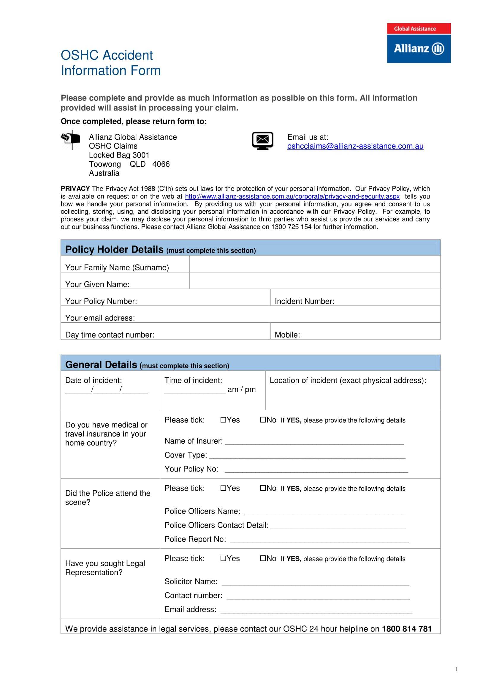 Free 13+ Accident Information Forms In Ms Word | Pdf In Incident Report Form Template Qld