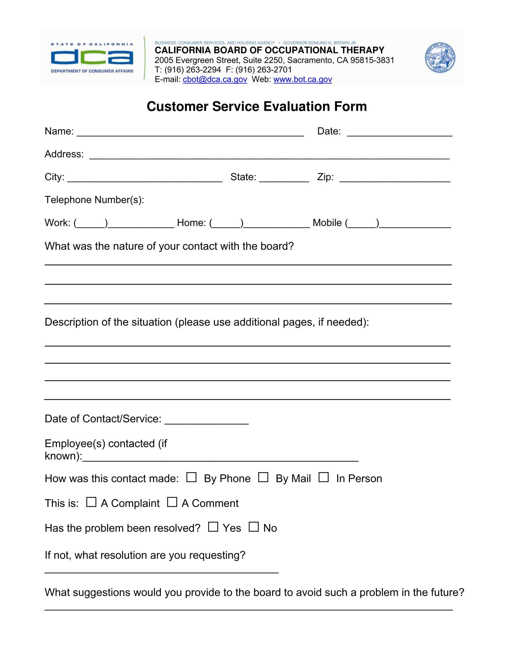 Free 14+ Customer Service Evaluation Forms In Pdf Intended For Blank Evaluation Form Template