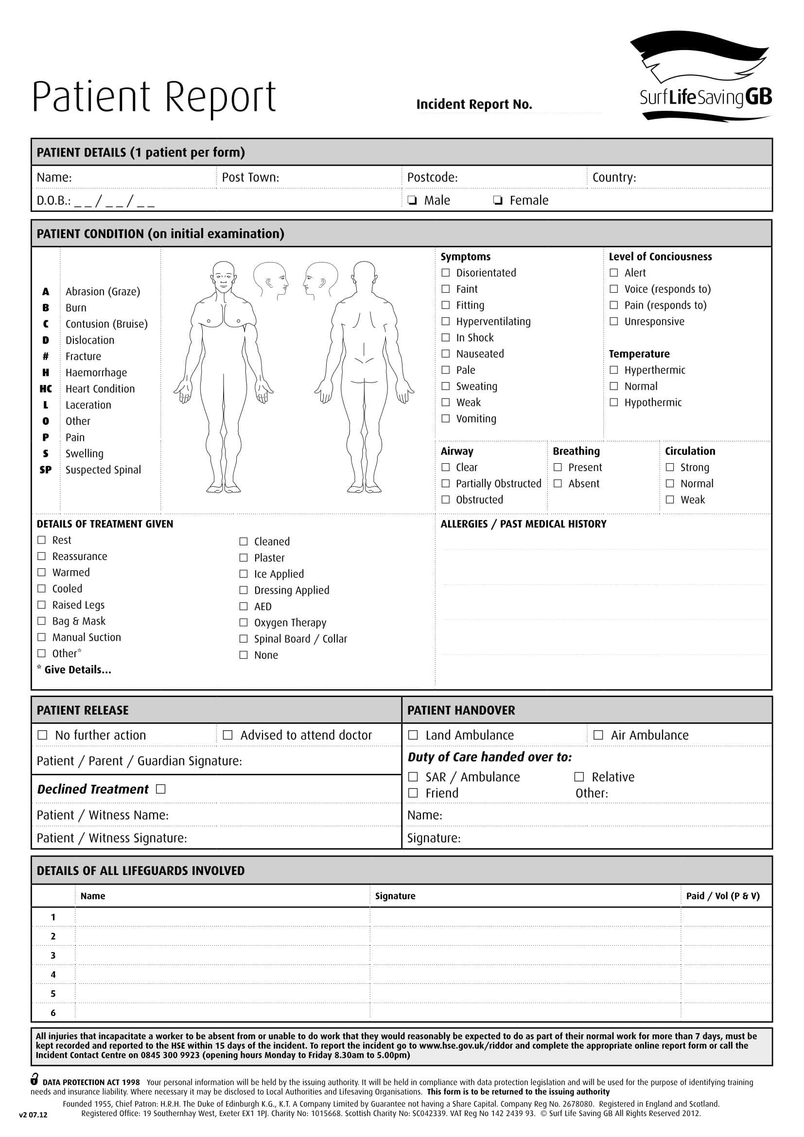 Free 14+ Patient Report Forms In Pdf | Ms Word Inside Patient Care Report Template