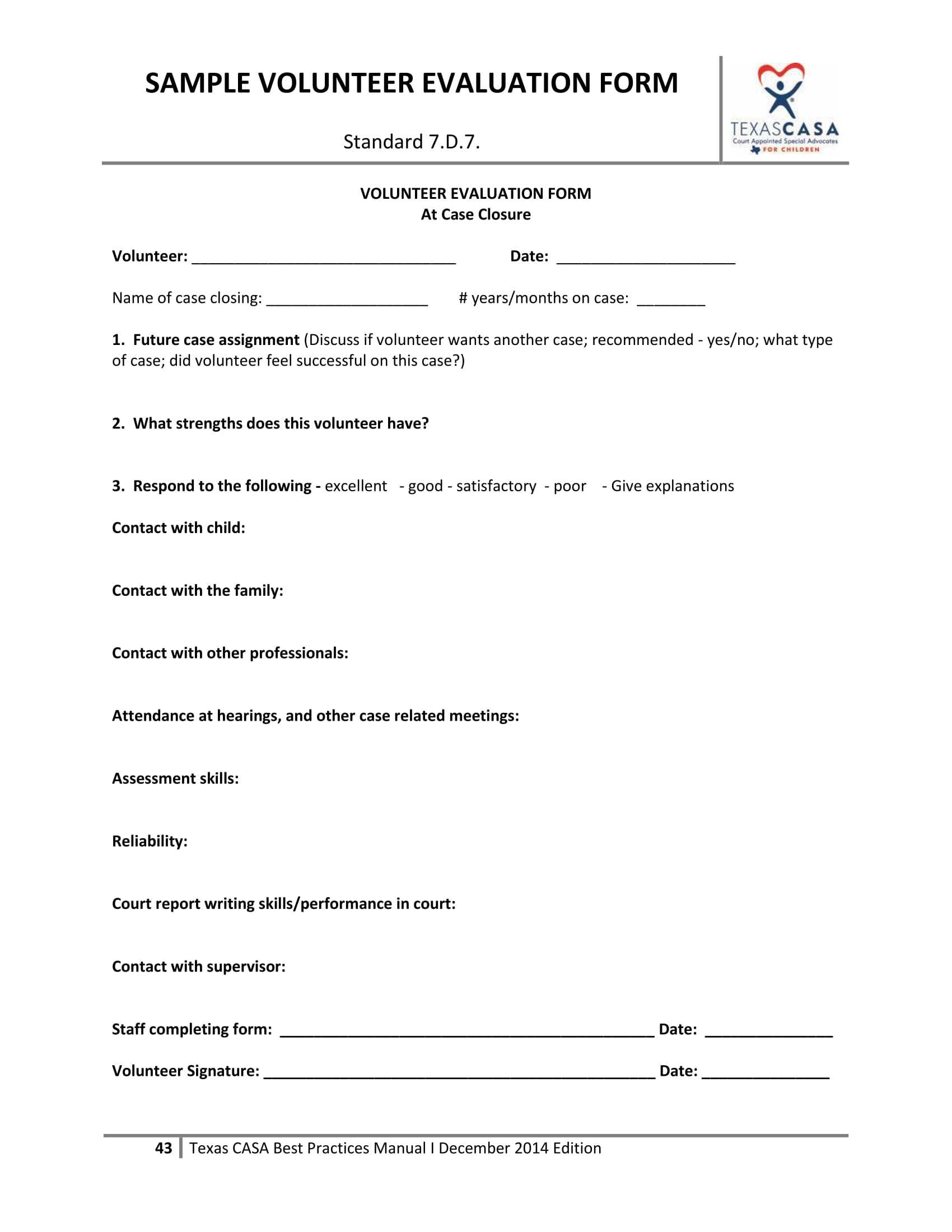 Free 14+ Volunteer Evaluation Forms In Pdf In Blank Evaluation Form Template