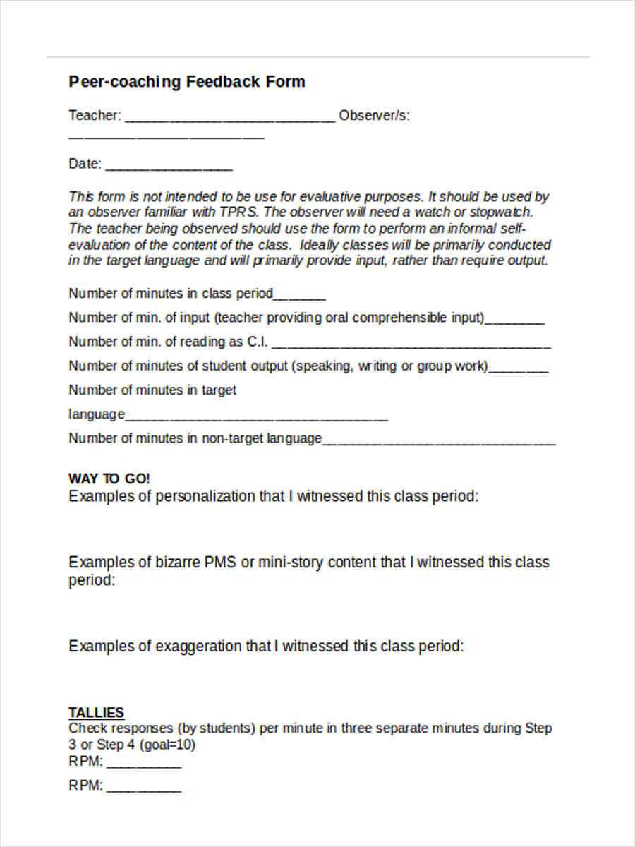 Free 16+ Teacher Feedback Forms In Pdf | Ms Word With Regard To Student Feedback Form Template Word