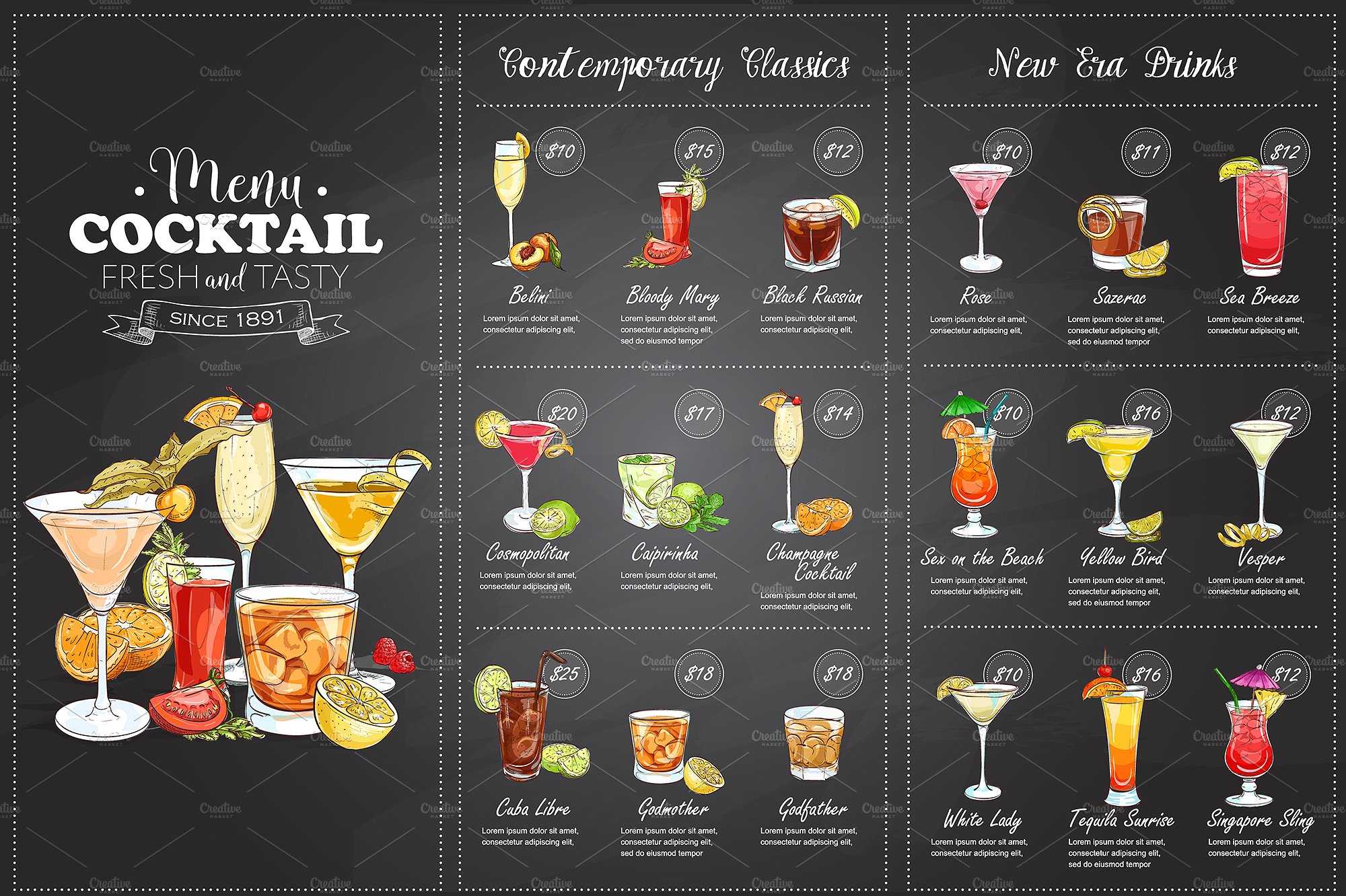 Free 18+ Cocktail Menu Examples In Psd | Ai | Eps Vector Intended For Cocktail Menu Template Word Free