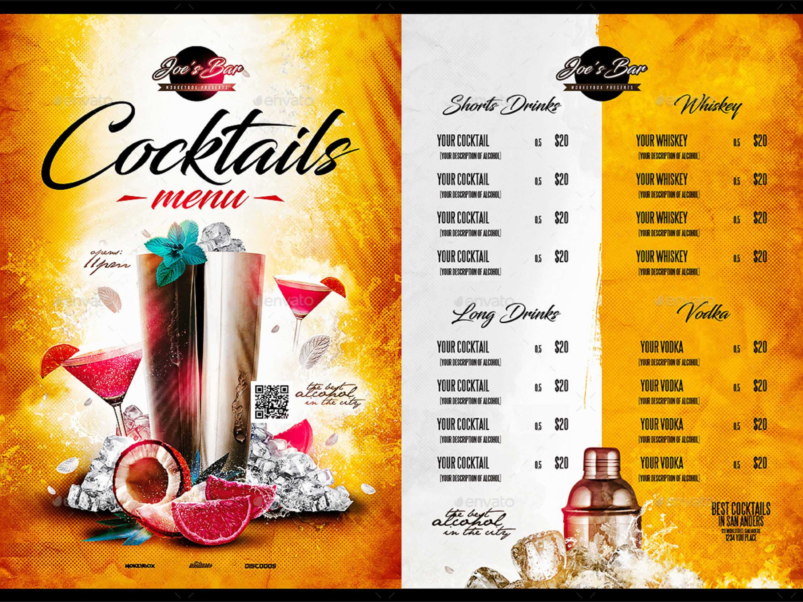 Free 18+ Cocktail Menu Examples In Psd | Ai | Eps Vector With Regard To Cocktail Menu Template Word Free