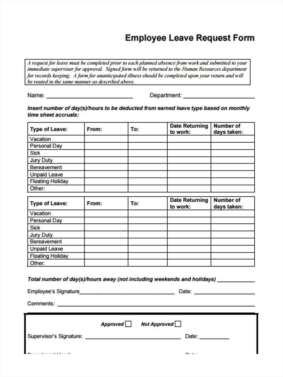 Free 31+ Leave Request Forms In Pdf | Ms Word | Excel For Travel Request Form Template Word