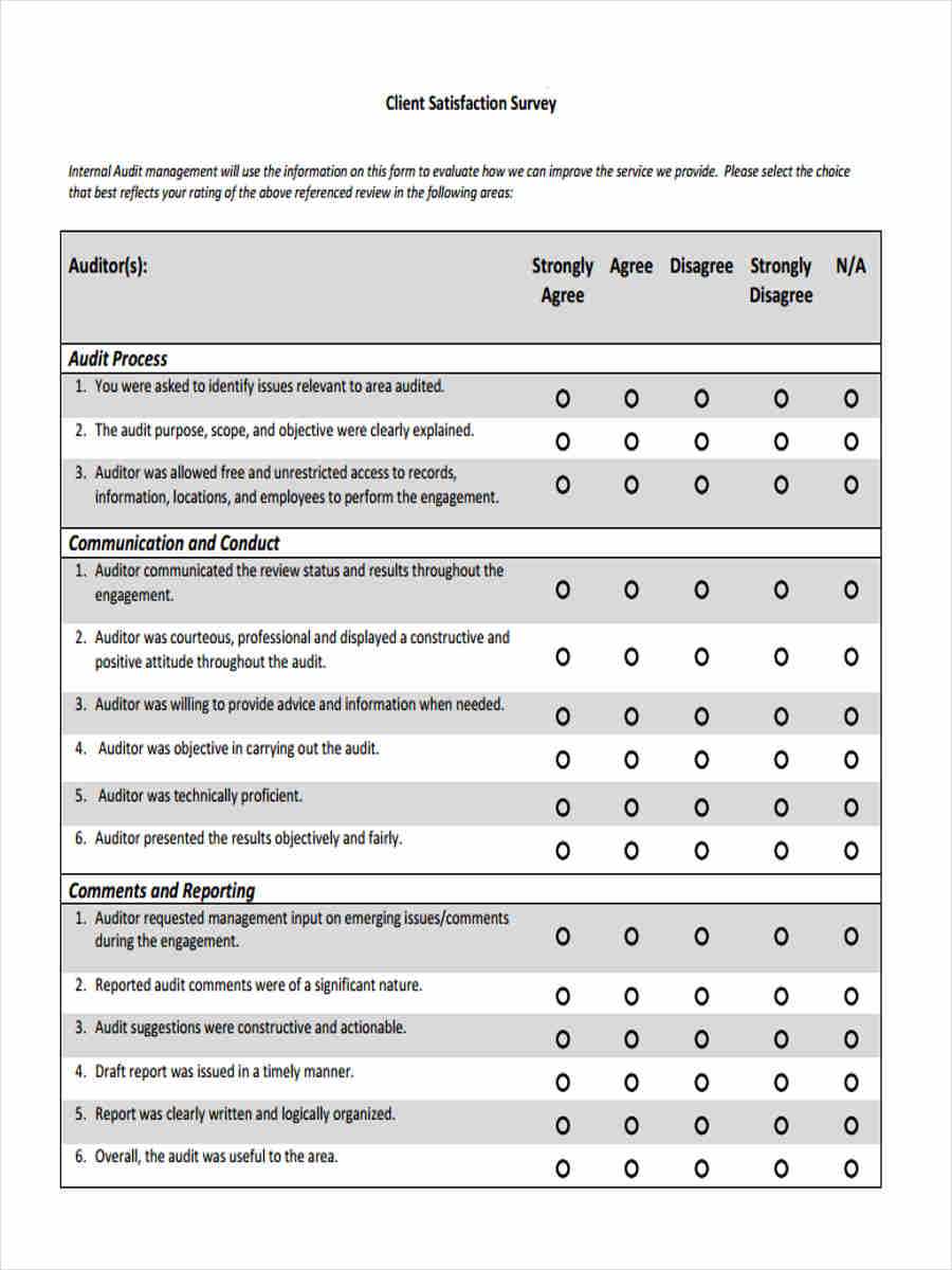 Free 6+ Client Satisfaction Questionnaire Forms In Pdf | Ms Word For Employee Satisfaction Survey Template Word