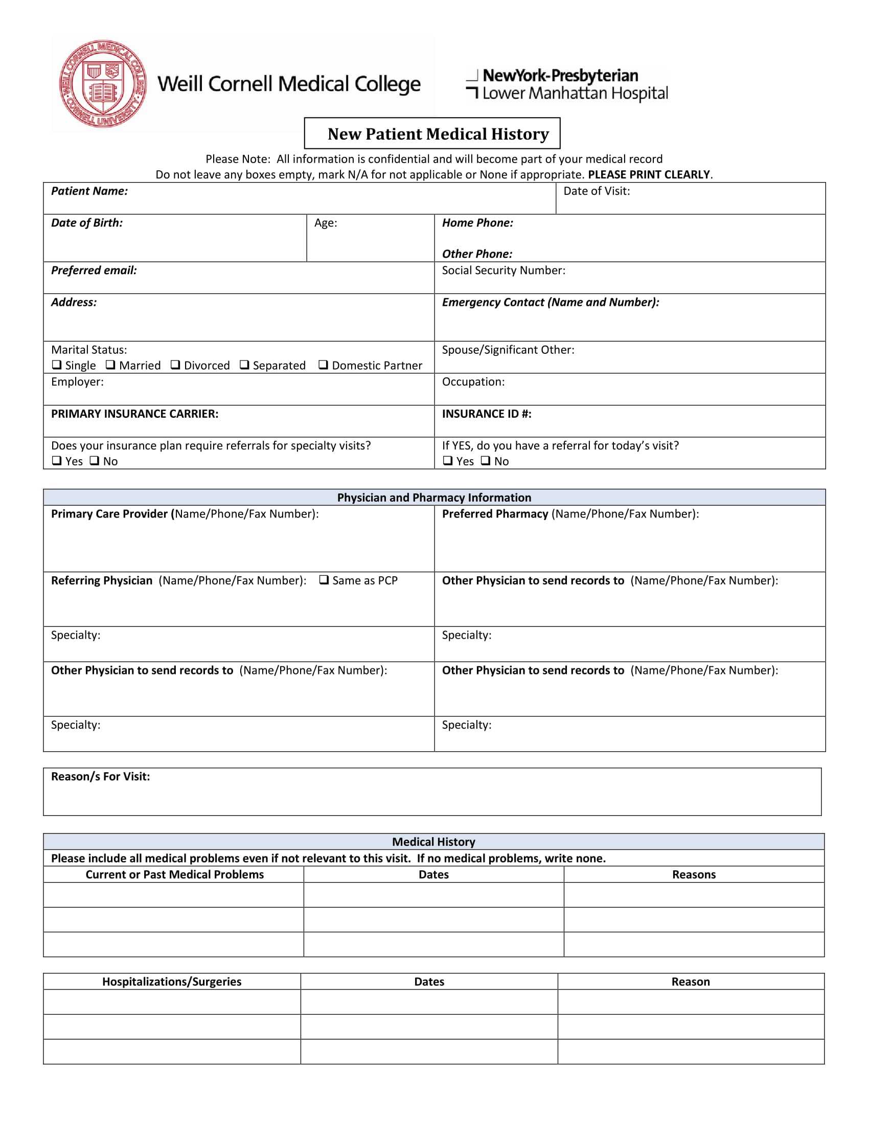 Free 6+ Medical History Forms In Pdf | Ms Word | Excel Throughout Medical History Template Word