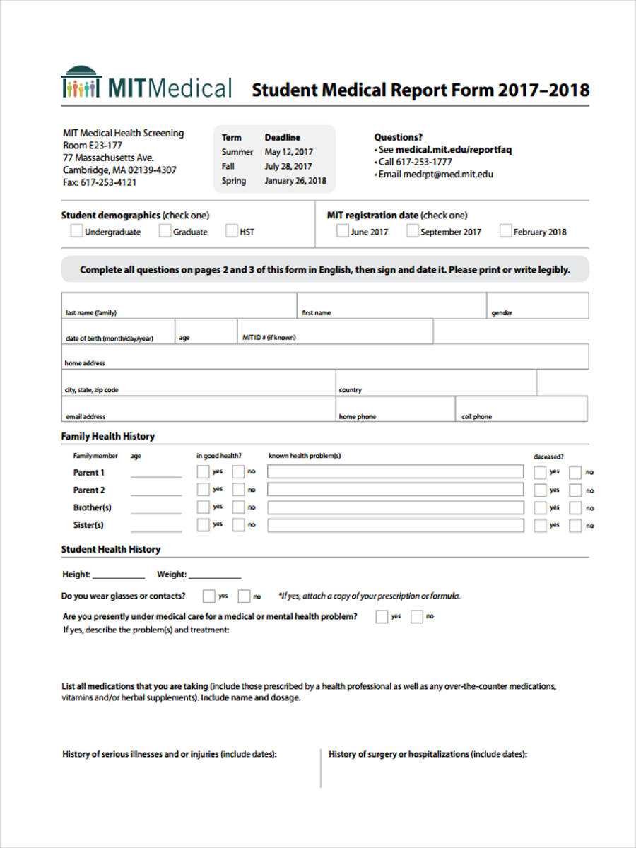 Free 7+ Medical Report Forms In Pdf | Ms Word With Regard To Medical Report Template Free Downloads