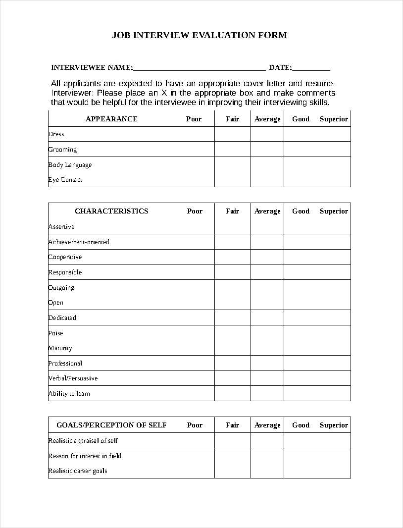 Free 9+ Interview Evaluation Form Examples In Pdf | Examples Inside Blank Evaluation Form Template
