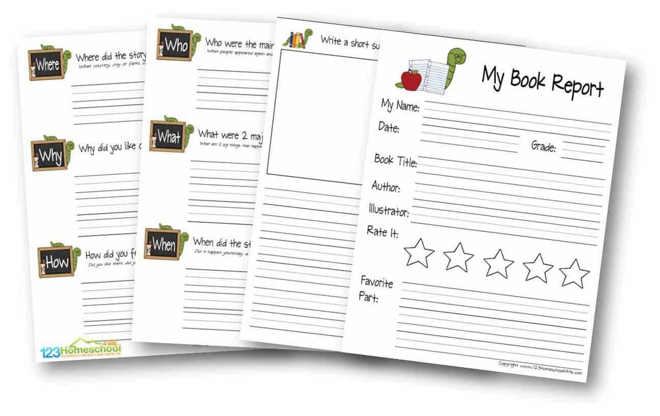 Free Book Report For Kids In One Page Book Report Template
