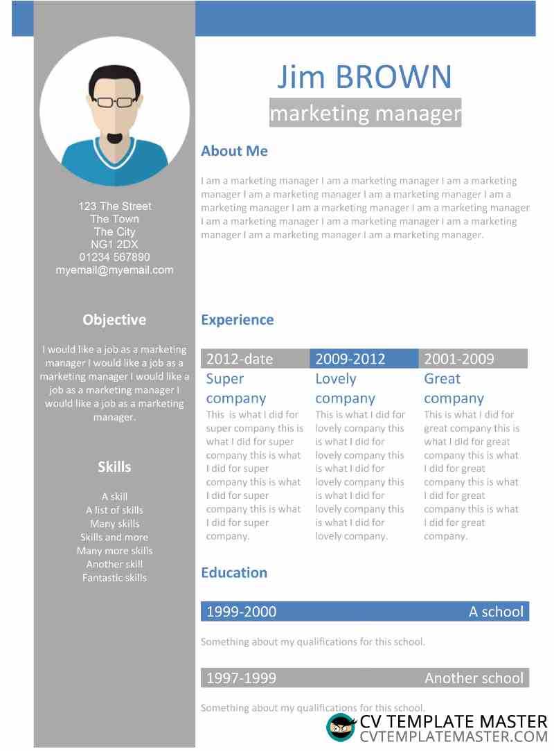 Free Creative 'profile' Word Cv Template – Cv Template Master In Another Word For Template