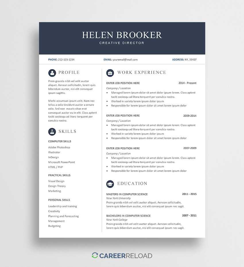 Free Cv Template – Create A Professional Cv – Quick & Easy Pertaining To Resume Templates Word 2007
