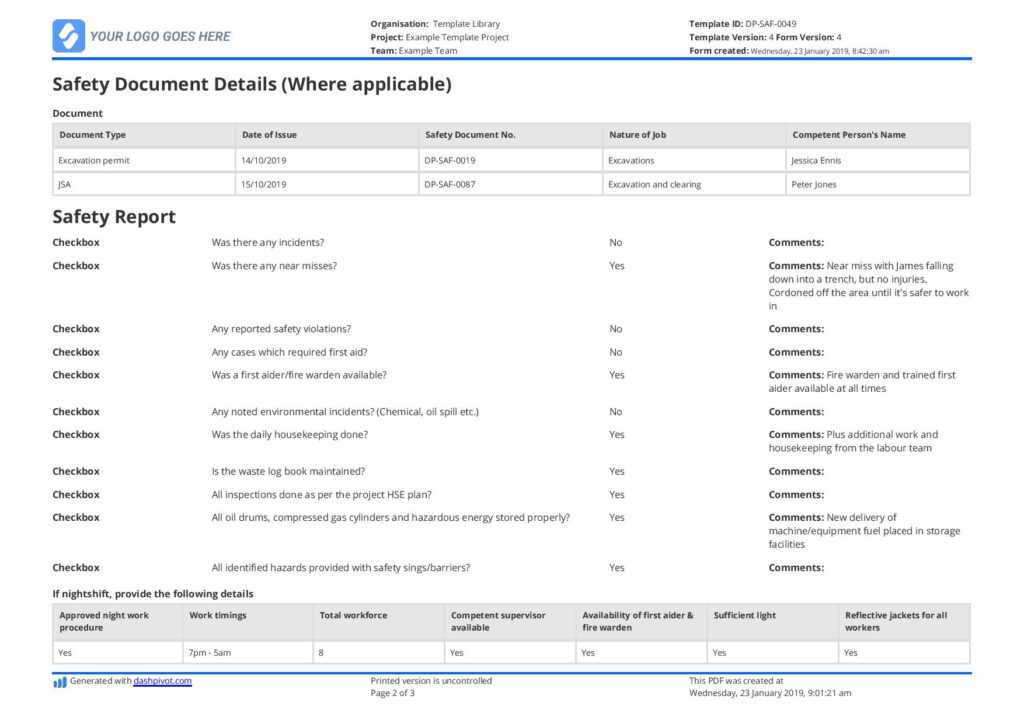 Hse Report Template - Sample Design Templates