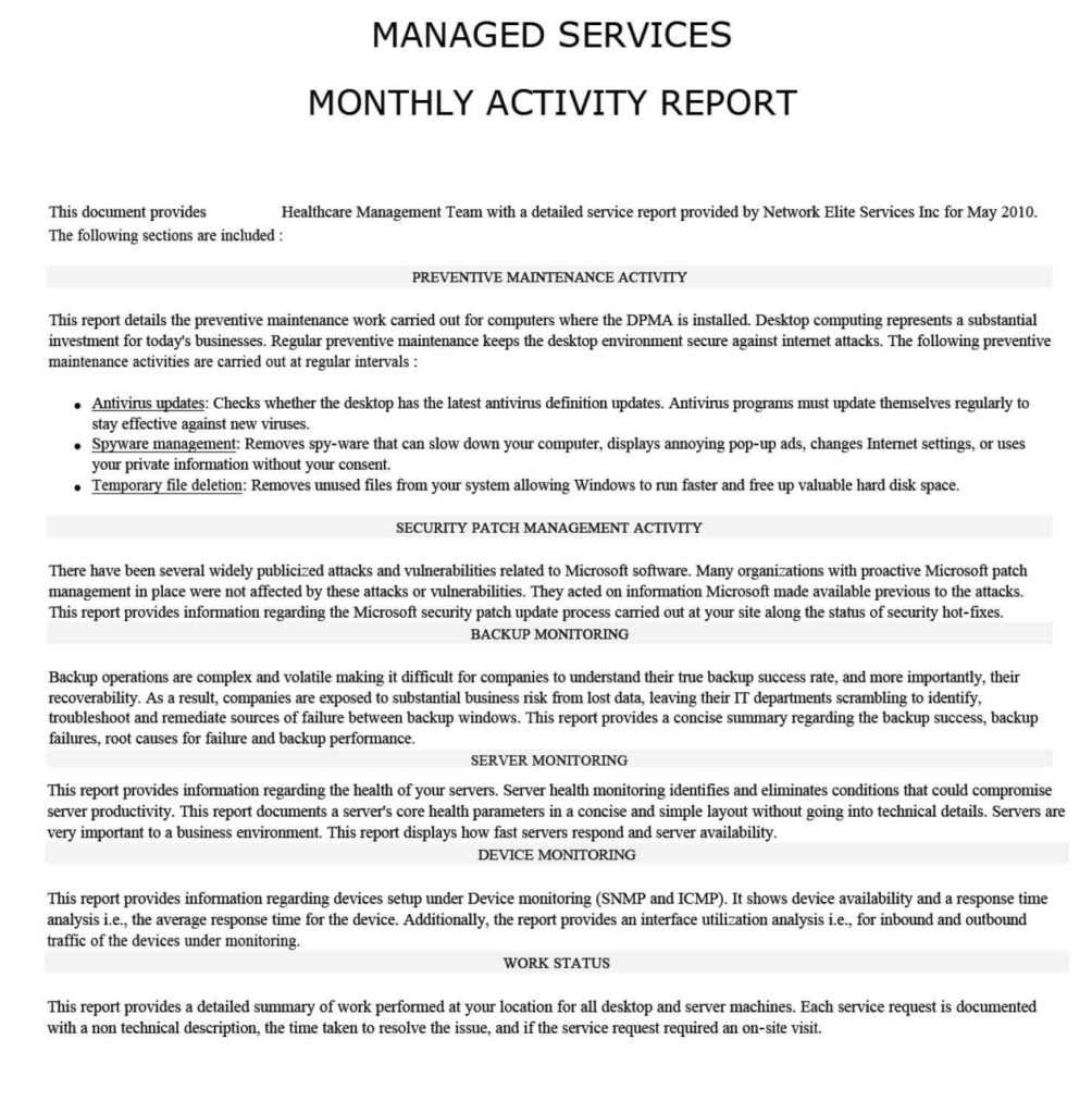 How To Write A Monthly Report Template Sample Design Templates
