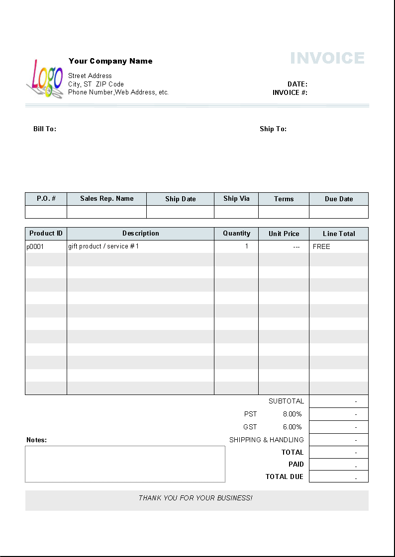 Free Downloadable Invoice Template Word Free Invoice Template In Free Printable Invoice Template Microsoft Word
