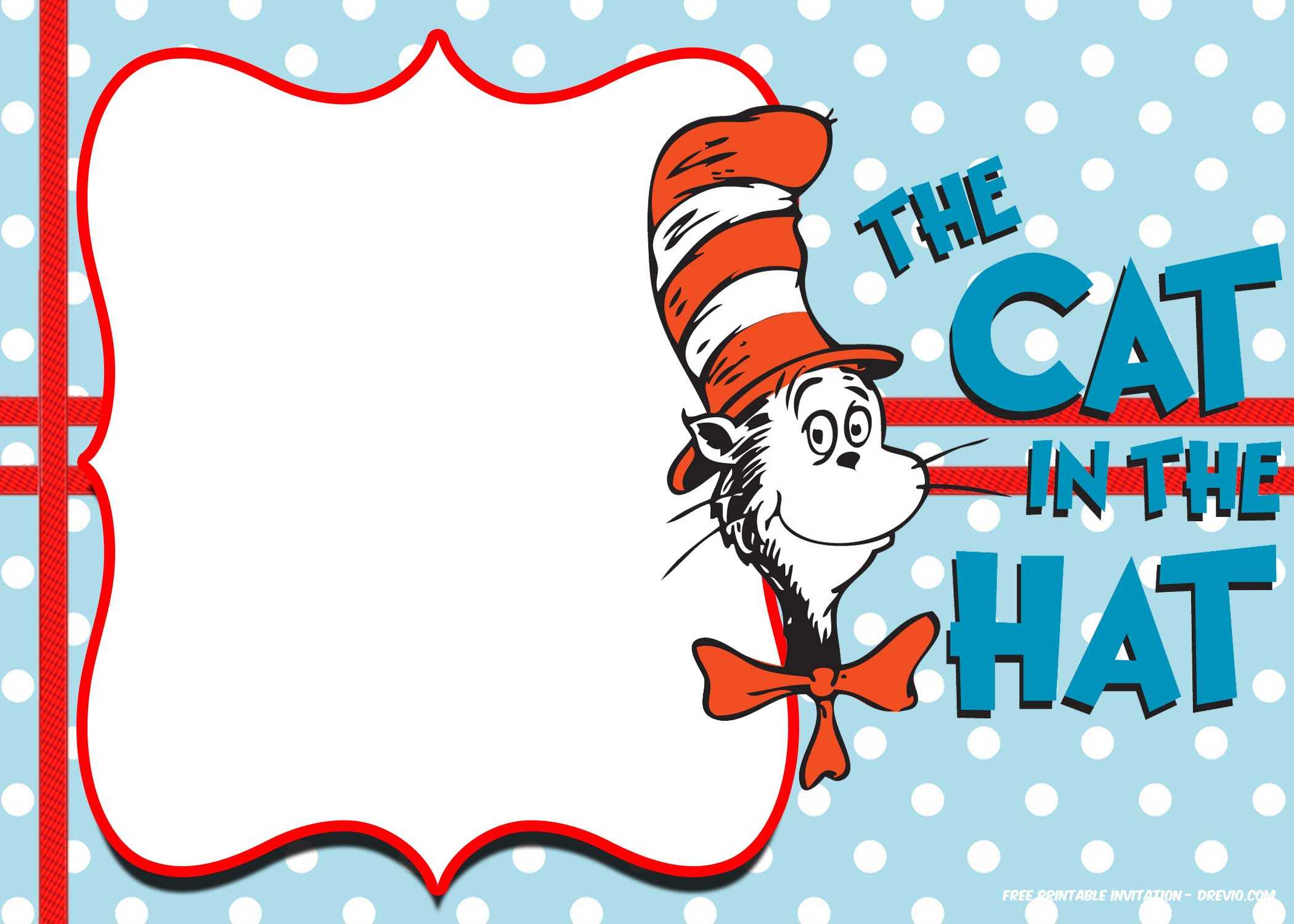 Free Dr.seuss Invitation Templates – Printable – Bagvania In Blank Cat In The Hat Template