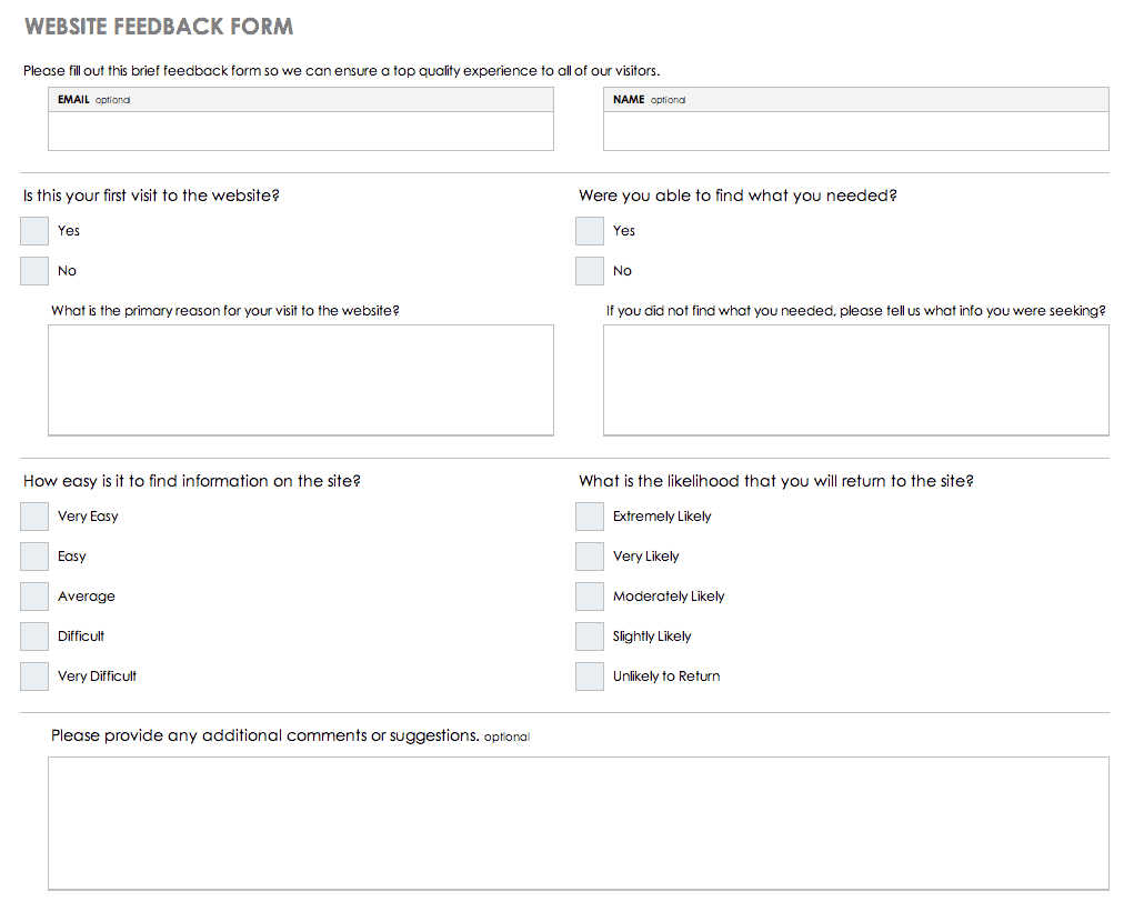 Free Feedback Form Templates | Smartsheet For Student Feedback Form Template Word