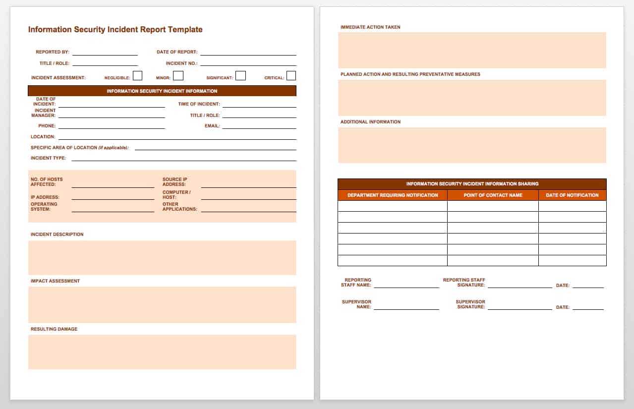 Free Incident Report Templates & Forms | Smartsheet Inside It Issue Report Template