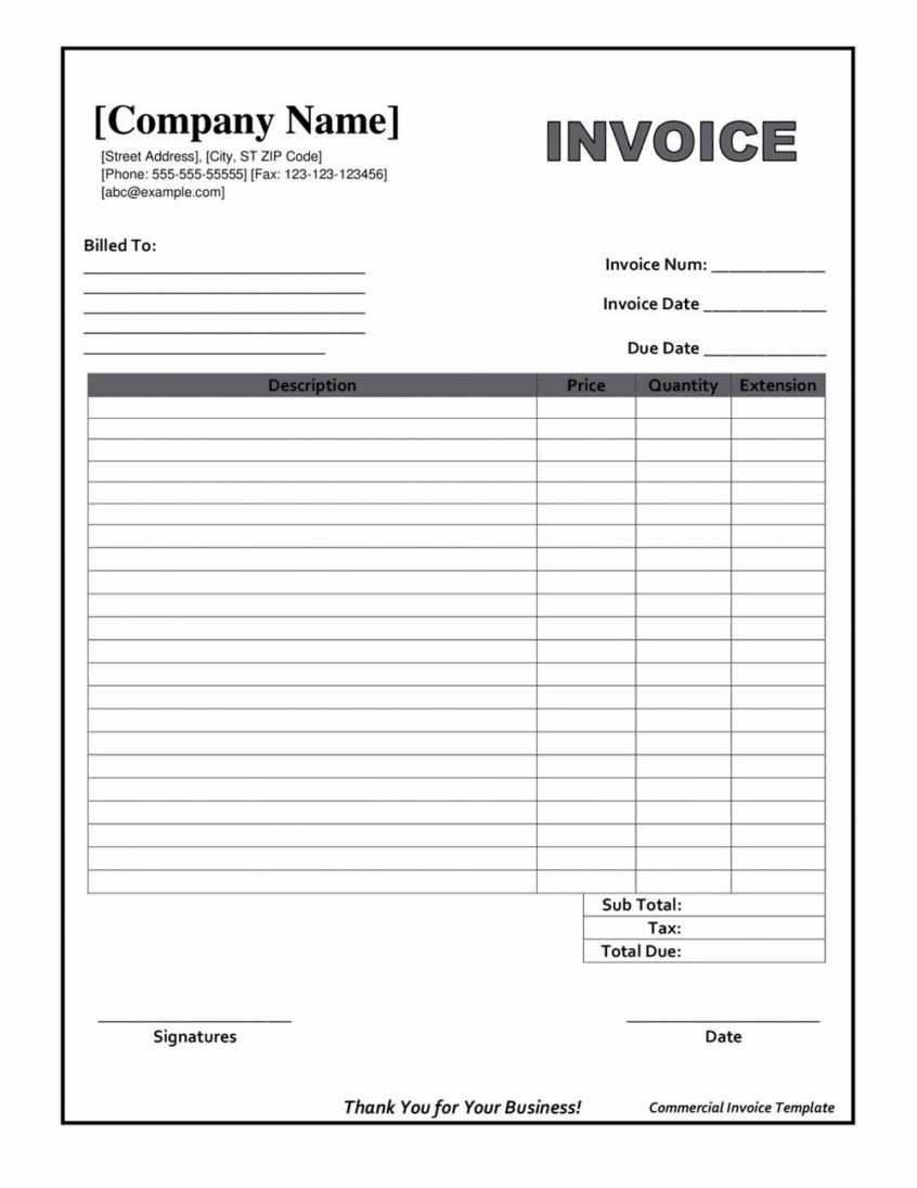 Free Invoice Downloadable Template Doc Printable Blank For Free Downloadable Invoice Template For Word