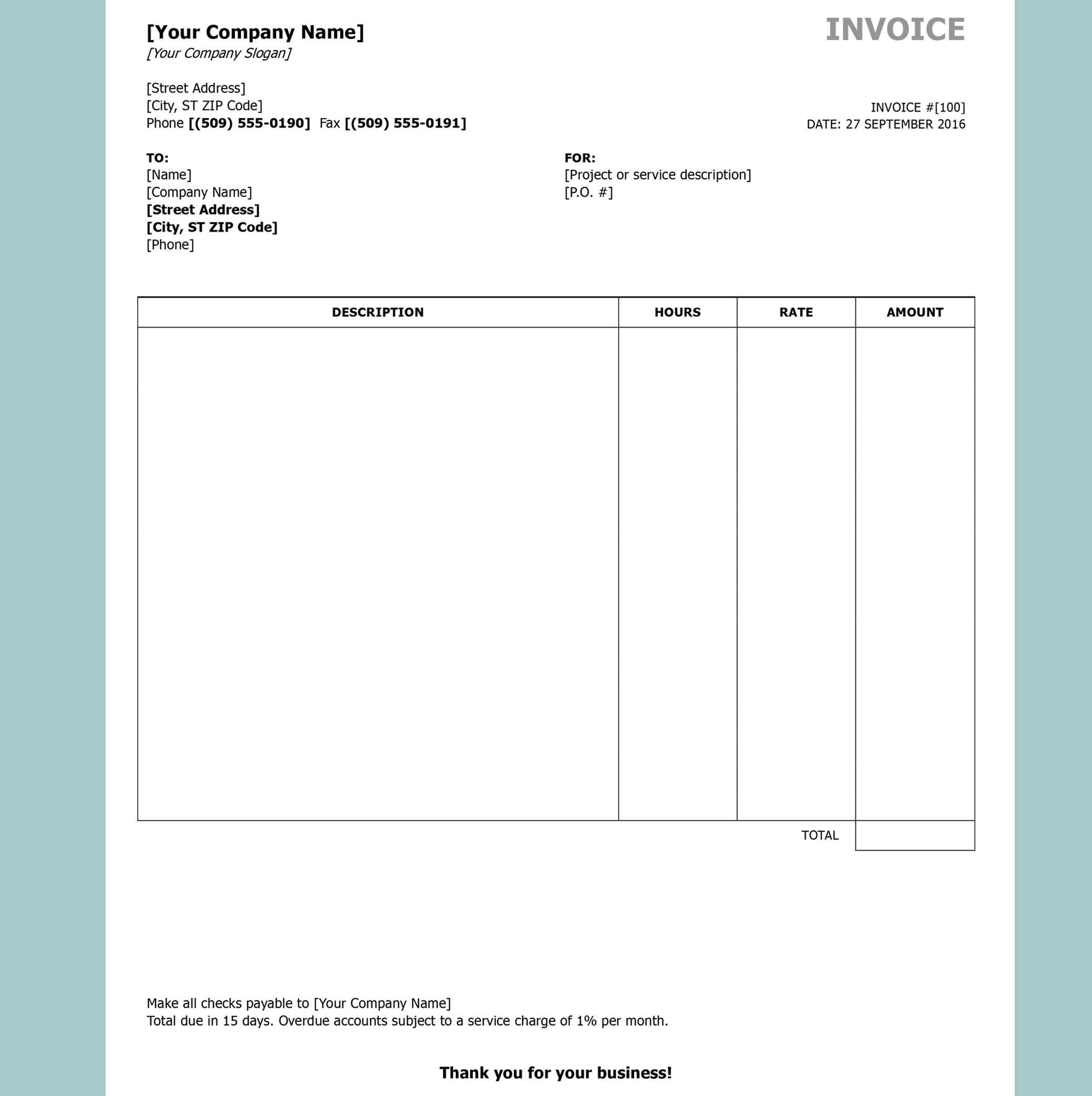 Free Invoice Templatesinvoiceberry – The Grid System With Free Downloadable Invoice Template For Word
