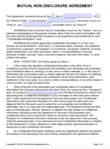 Free Mutual Non-Disclosure Agreement (Nda) | Pdf | Word (.docx) for Nda Template Word Document