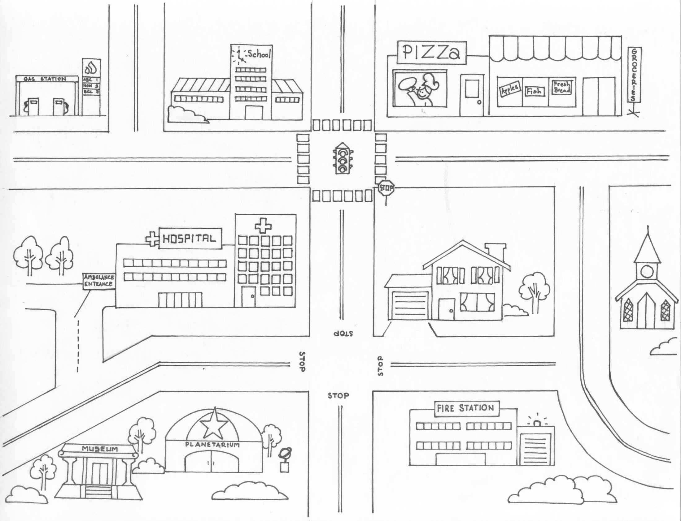 Free Neighborhood Map Coloring Page, Download Free Clip Art Intended For Blank City Map Template