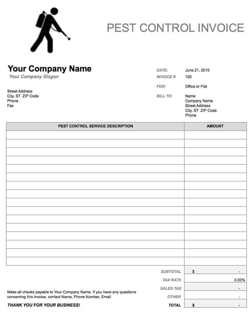 Free Pest Control Invoice Template | Pdf | Word | Excel Within Pest Control Report Template