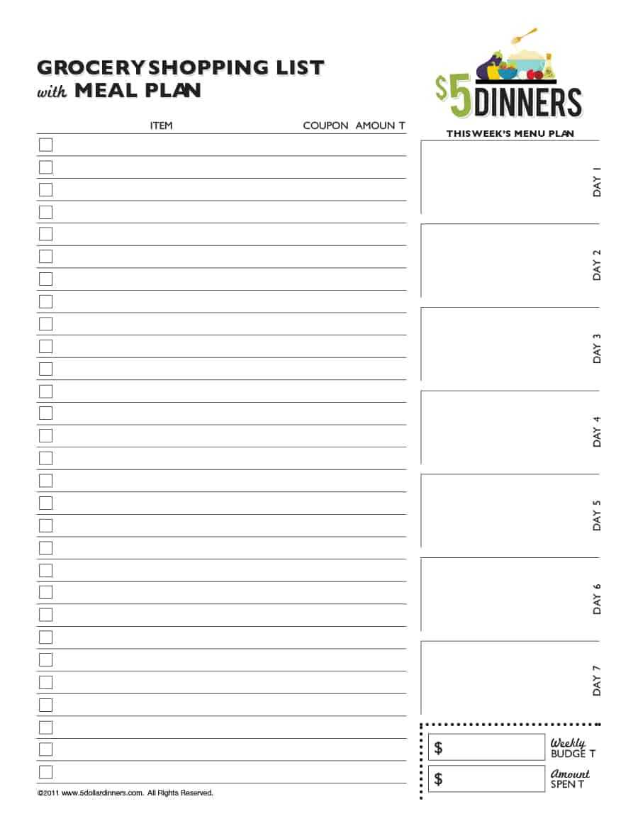 Free Printable Grocery List Templates | Printablepedia In Blank Grocery Shopping List Template