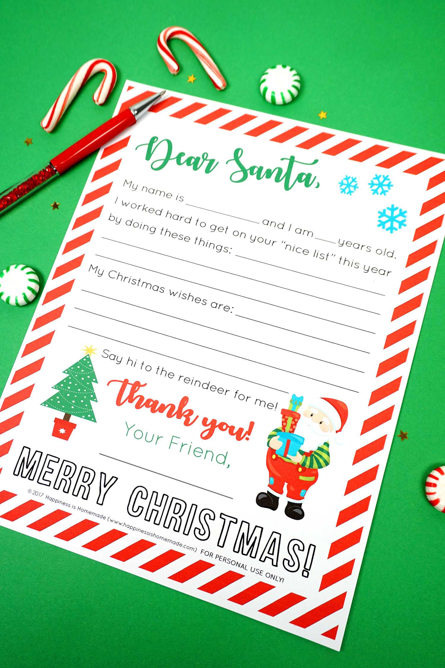 Free Printable Letter To Santa – Happiness Is Homemade Intended For Blank Letter Writing Template For Kids