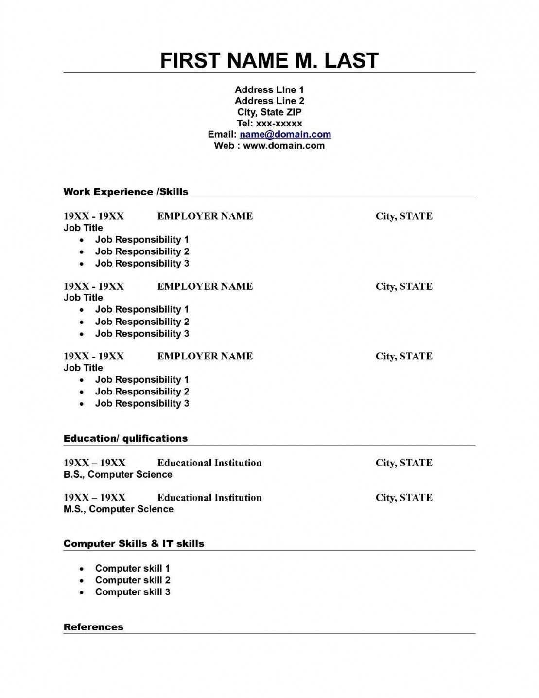 Free Printable Resume Template Microsoft Word – Agadi With Free Printable Resume Templates Microsoft Word