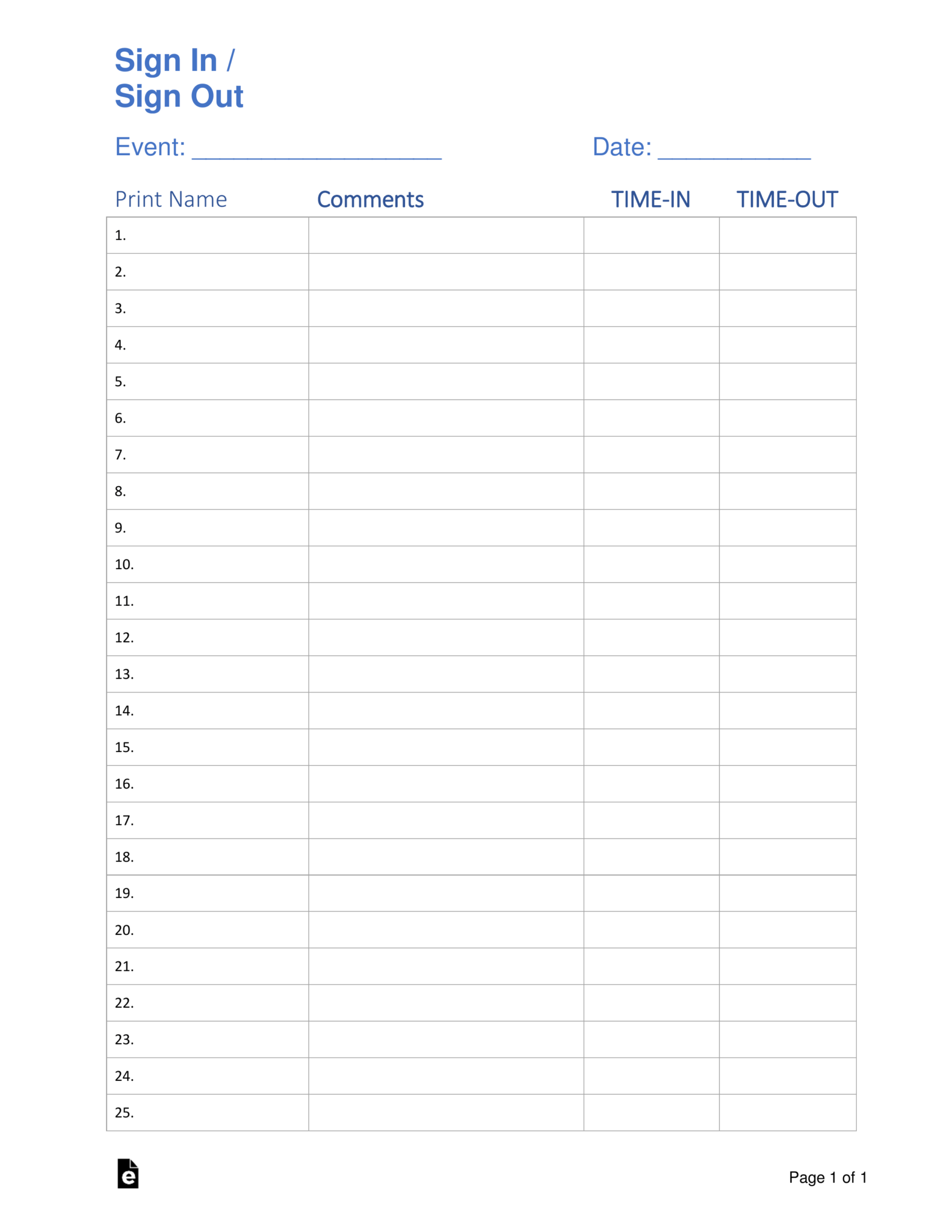 sign in sheet templates for microsoft word