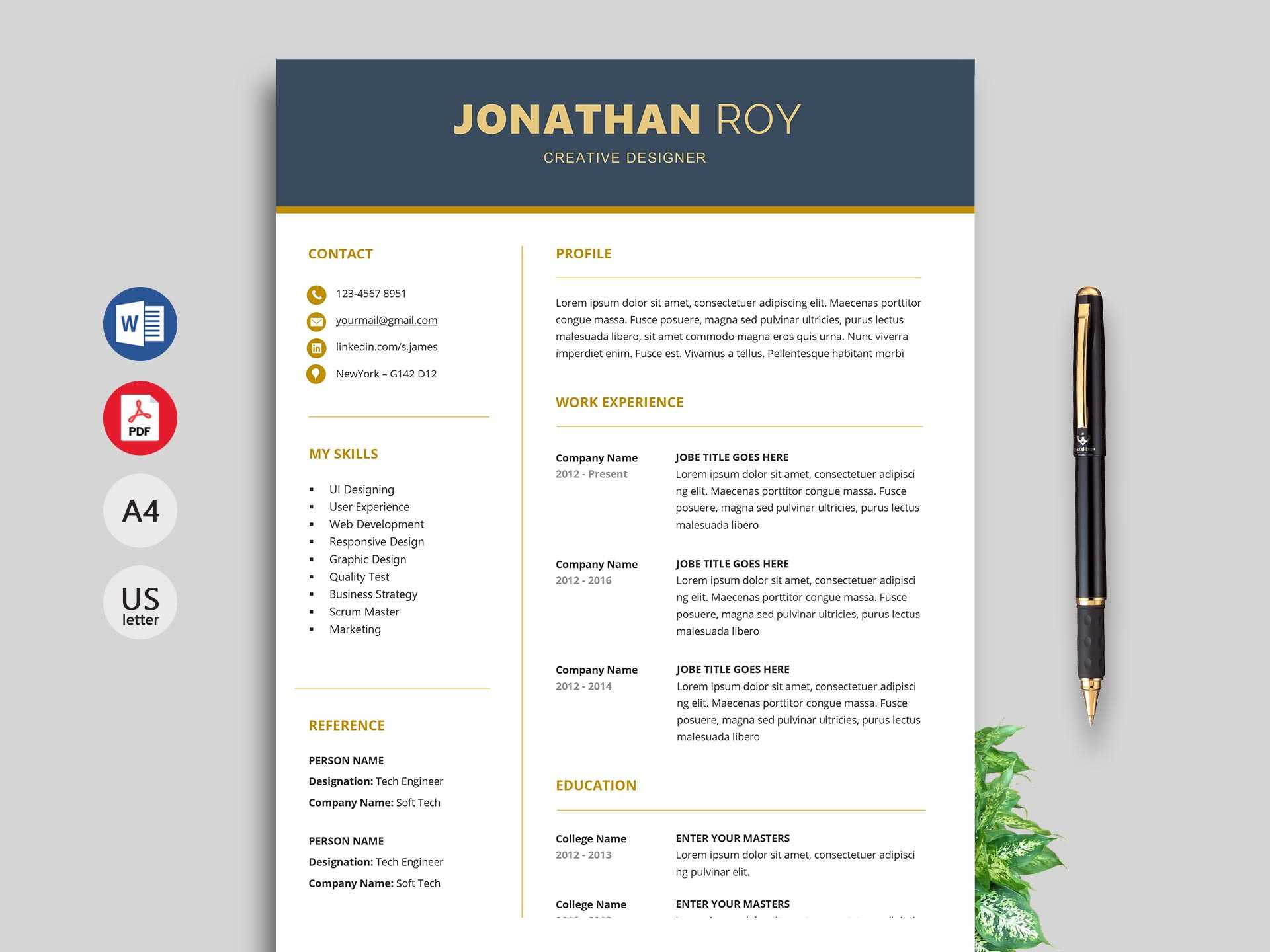 Free Simple Resume & Cv Templates Word Format 2020 | Resumekraft Within Free Downloadable Resume Templates For Word