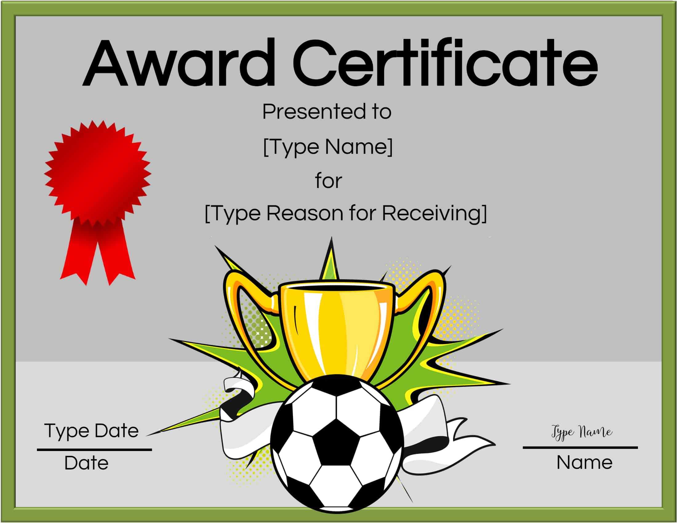 Free Soccer Certificate Maker | Edit Online And Print At Home With Soccer Certificate Templates For Word