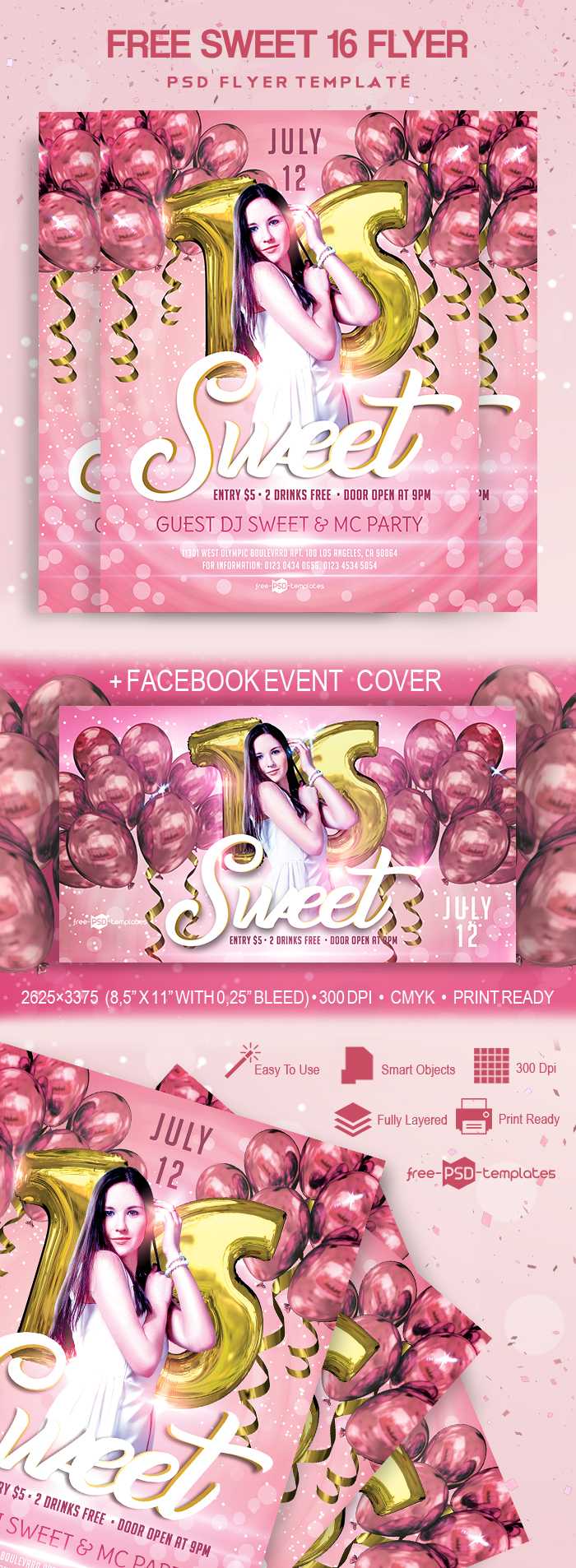 Free Sweet 16 Flyer In Psd | Free Psd Templates With Regard To Sweet 16 Banner Template