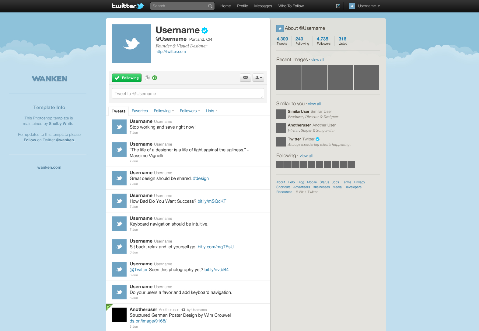 Free Twitter Gui Psd — Smashing Magazine For Blank Twitter Profile Template